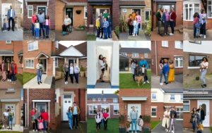 Families-in-front-of-rental-homes-showcasing-HMO-Management-properties