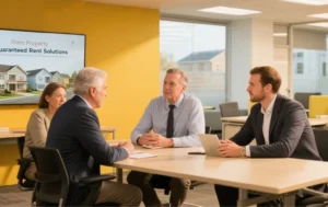 Business-meeting-in-an-office-discussing-property-management-for-blocks-of-flats