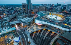 Aerial-view-of-Birmingham’s-Grand-Central-station-a-key-Property-Hotspot-UK